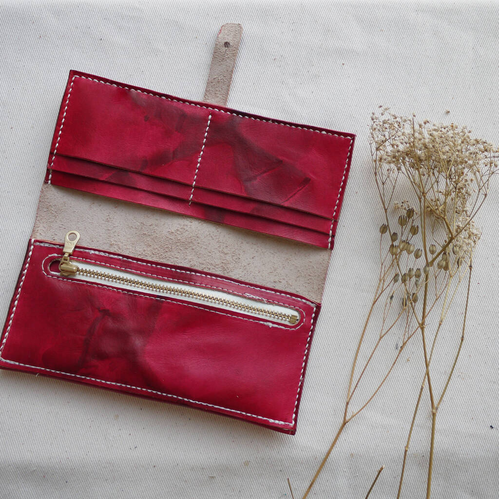 Personalised Leather Purse, Tie Dye Leather By Tori Lo Leather