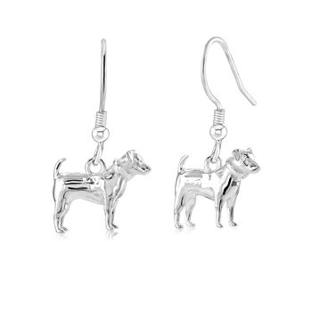 Sterling Silver Jack Russell 3D Earrings, 2 of 5