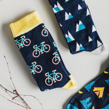 Men's Ethical Bicycle Print Sock, 2 of 8