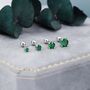 Emerald Green Cz Screw Back Earrings, thumbnail 7 of 11