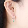 925 Sterling Silver Green Gemstone Hoop Earrings, thumbnail 2 of 7