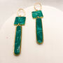 Green Geometric Stud Statement Earrings, Clay And Resin, thumbnail 5 of 10