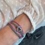 Woman's Personalised Pink Wrap Leather Remembrance Bracelet For Ashes, thumbnail 4 of 10