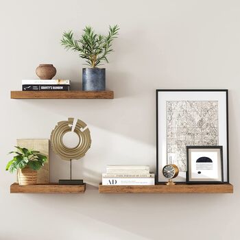 80 Cm Brown Floating Wall Mounted Shelf, 3 of 9