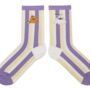 Purple Striped Mid Calf Long Cotton Socks, thumbnail 3 of 6