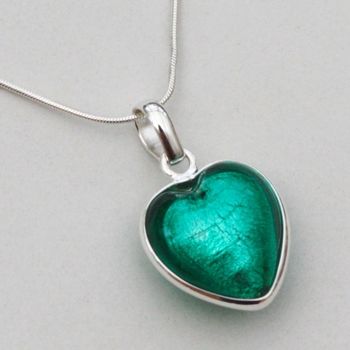 Murano Glass Heart Sterling Silver Pendant, 3 of 12
