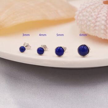 Natural Lapis Lazuli Stud Earrings In Sterling Silver, 2 of 11