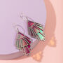 Sterling Silver Art Deco Fan Iridescent Hoop Earrings, thumbnail 6 of 12