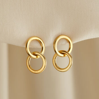 Interlinking Hoop Charm Stud Earrings, 2 of 4