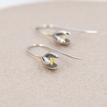 Snowdrop Flower Drop Earrings In Sterling Silver, 5 of 10