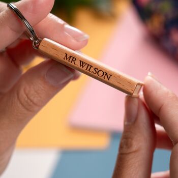 Personalised Teacher Gift Little Book Wooden Keyring, 4 of 12