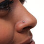 9ct Gold L Shaped Round Cz Crystal Nose Stud Pin, thumbnail 4 of 9