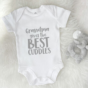Grandma Gives The Best Cuddles Personalised Babygrow, 3 of 9