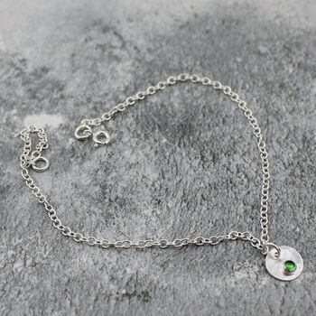 Sterling Silver Birthstone Charm Anklet, 6 of 9