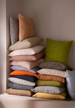 Dusty Grey Linen Square Cushion, 2 of 2