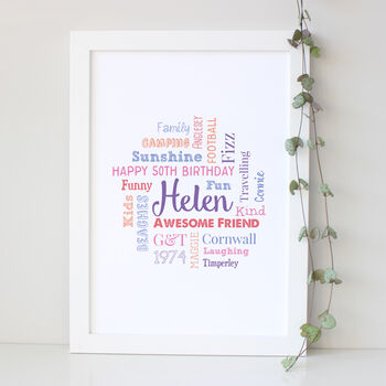 Personalised 60th Birthday Word Art Gift For Her, 9 of 9