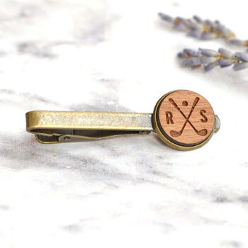 Personalised Golf Design Wood Tie Clip, 6 of 7