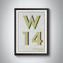 W14 Hammersmith London Postcode Typography Print, thumbnail 8 of 11