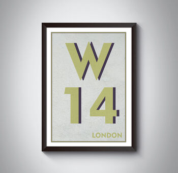 W14 Hammersmith London Postcode Typography Print, 8 of 11