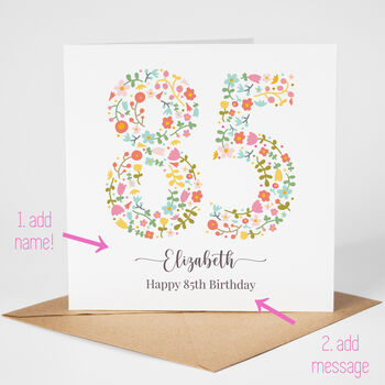 Floral Fun Personalised 85th Birthday Card, 3 of 5