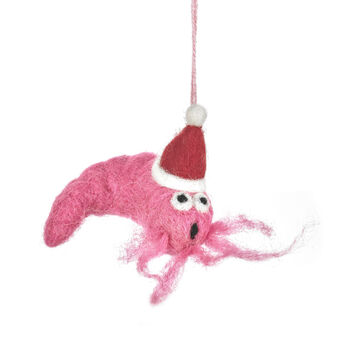 Handmade Felt Festive Prawn Hanging Decoration, 2 of 4