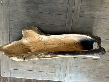 Huge Heavy 70–80cm Teak Wood Trug Bowl 6kg Fruit And Flower Holder, 8 of 12