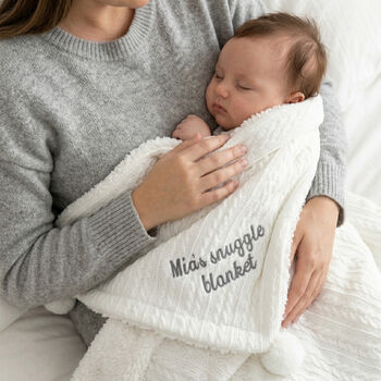 Personalised Twins Cable Knit Pom Pom Blankets, 5 of 12