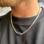 Gold Lapis Lazuli Gemstone Cuban Chain Necklace Chain For Men, thumbnail 6 of 12