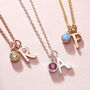 Birthstone And Italic Initial Charm Necklace, thumbnail 7 of 9