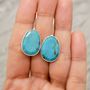 Blue Turquoise Silver Drop Earrings, thumbnail 1 of 8
