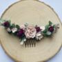 Burgundy And Blush Pink Flower Hair Comb, thumbnail 4 of 6
