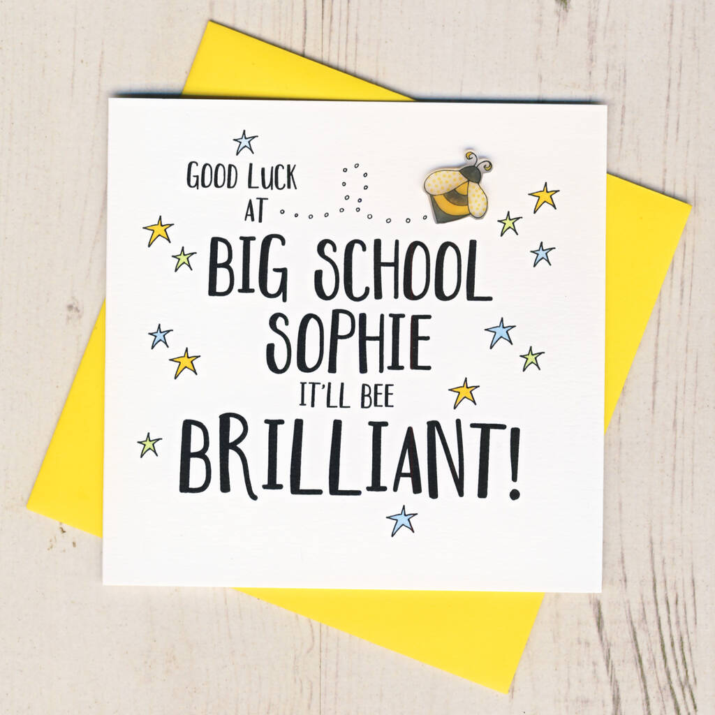 Personalised Bee Good Luck At Big School Card By Eggbert & Daisy