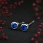 Sterling Silver September Sapphire Birthstone Stud Earrings, thumbnail 3 of 5