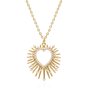 Cher Starburst Heart Pendant Necklace, 3 of 11
