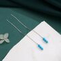 Sterling Silver Genuine Blue Turquoise Gemstone Ear Threaders, thumbnail 2 of 10