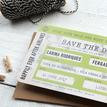 Boarding Pass Save The Date Vintage Style, 5 of 10