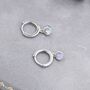 Sterling Silver Dangle Moonstone Huggie Hoop, thumbnail 6 of 12
