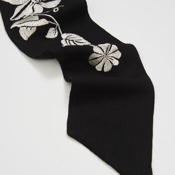 Floral Bohemian Embroidered Black Scarf, 2 of 3