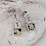 The Square Dalmatian Jasper Earrings, Silver, thumbnail 3 of 5