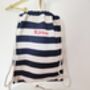 Nautical Striped Cotton Drawstring Bag Backpack, thumbnail 12 of 12