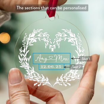 Personalised Wedding Ornament Custom Names And Date, 6 of 8