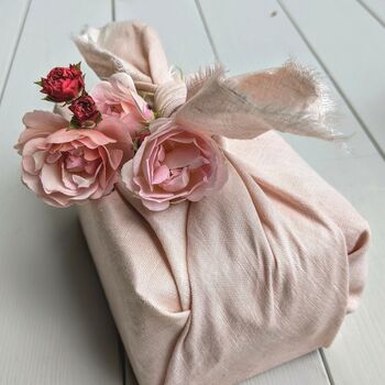 Reusable Furoshiki Gift Wrap Natural Linen Cloth, 7 of 10
