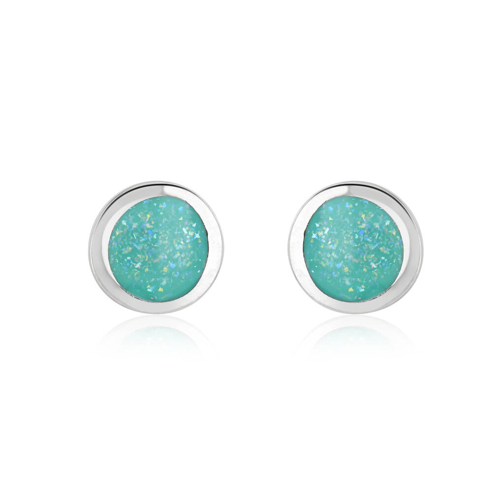 Sparkly Turquoise Enamel Studs, 1 of 3