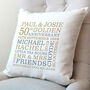 Personalised Golden Anniversary Typographic Cushion, thumbnail 1 of 6
