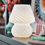White Murano 70 S Style Mushroom Stripe Glass Table Lamp, thumbnail 5 of 7