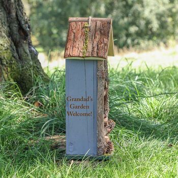 Woodland Grey Personalised Hanging Bird House, 3 of 3