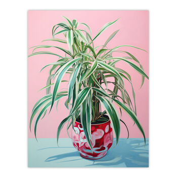 Spider Plant Lover Pink Green Blue Wall Art Print, 6 of 6