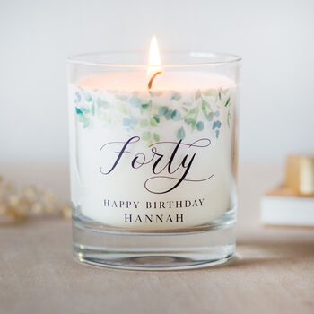 Eucalyptus Themed 40th Birthday Personalised Candle, 4 of 4