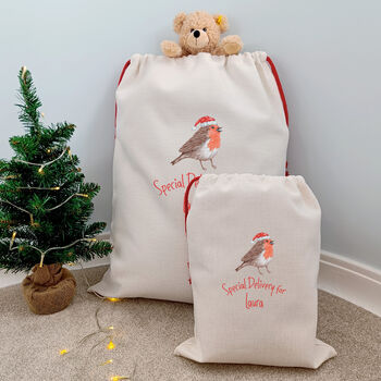 Personalised Robin Christmas Sacks | Special Delivery, 6 of 6