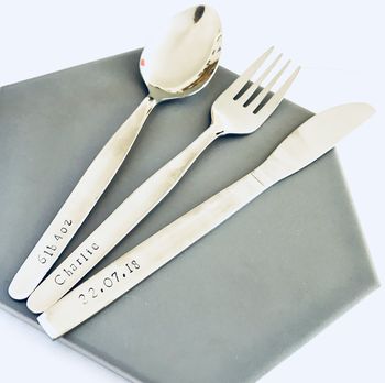 personalised teddy cutlery set